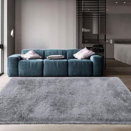 Modern Grey Shaggy Bedroom Mat